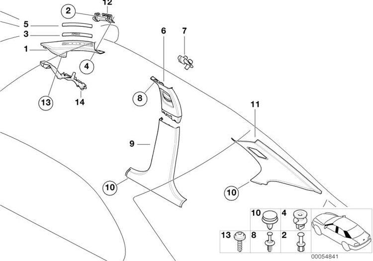 Columna/parametro Trasero Interior Para Bmw E46 Berlina. Original Recambios