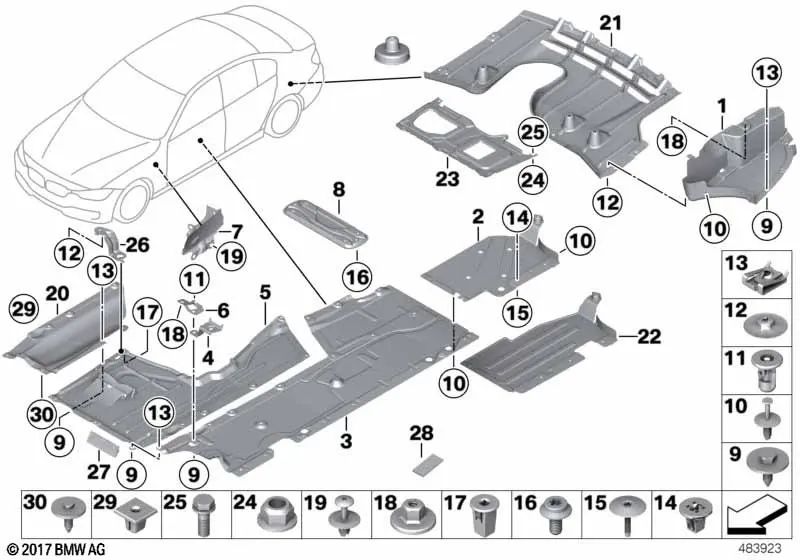 Linke untere Verkleidung für BMW F34, F34N (OEM 51717276297). Original BMW.