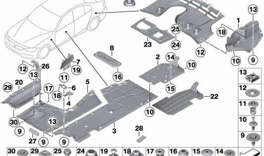 Cobertura para BMW Serie 3 F30N (OEM 51717363203). Original BMW