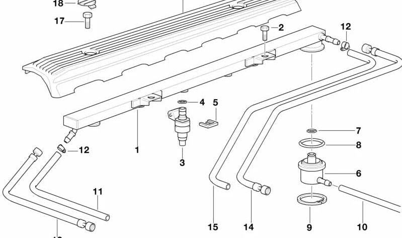 Injector for BMW E36, E34 (OEM 13641730059). Genuine BMW