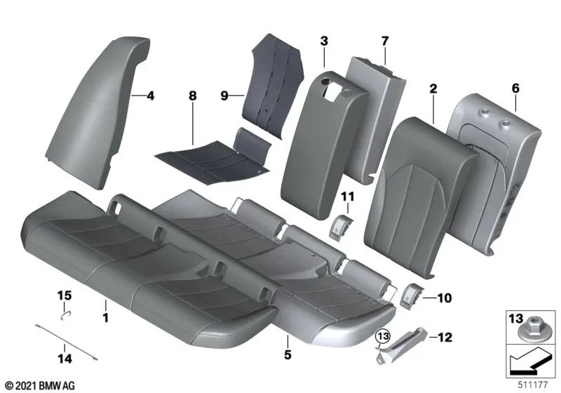 Funda de Asiento de Cuero para BMW Serie 3 G80, G81 (OEM 52208067329). Original BMW.