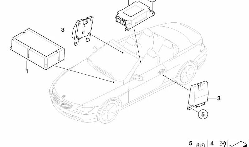 Unidad de control de airbag con módulo gateway para BMW Serie 6 E64 (OEM 65776975688). Original BMW