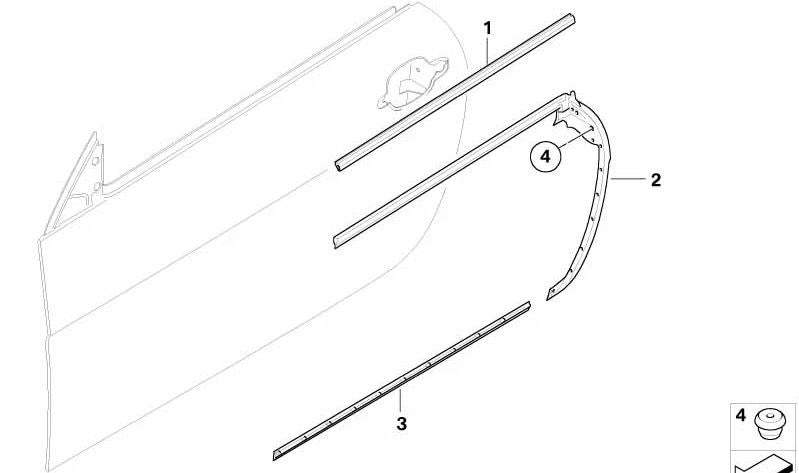 Front Right Door Outer Cover for BMW E64, E64N (OEM 51337077938). Original BMW