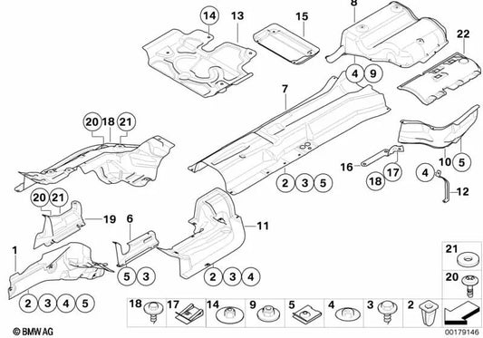 Aislamiento térmico soporte del motor izquierdo para BMW E60, E63, E63N, E64, E64N (OEM 51487033719). Original BMW