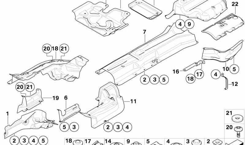 Aislamiento térmico soporte motor izquierda para BMW E60, E63, E64 (OEM 51487897029). Original BMW