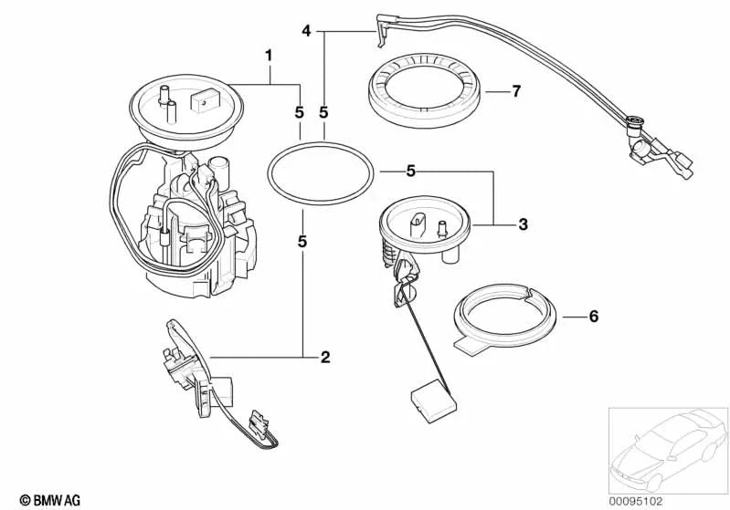 Bomba de chorro de succión con tuberías para BMW E65, E66 (OEM 16116759836). Original BMW