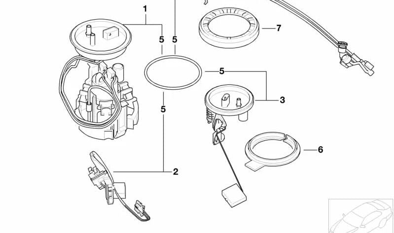 OEM -Kraftstofftankadapter 16146750466 für BMW E60, E61, E63, E64, E65, E66, E83. Original BMW.