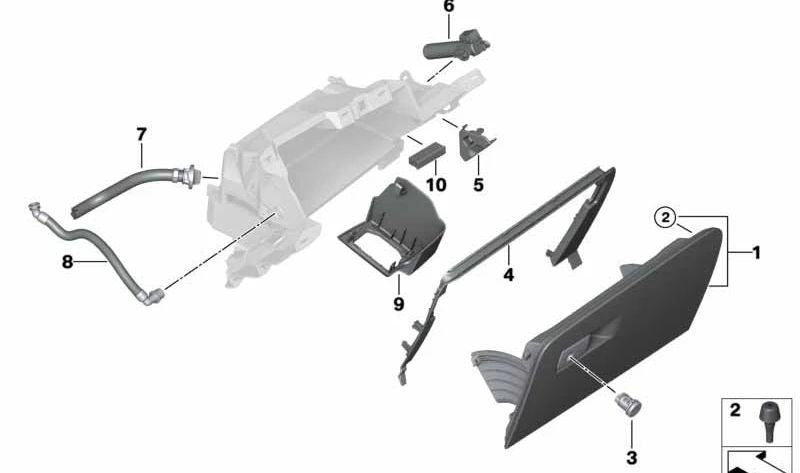 Tampa do porta-luvas de couro OEM 51168072106 para BMW F90 (M5). BMW originais.