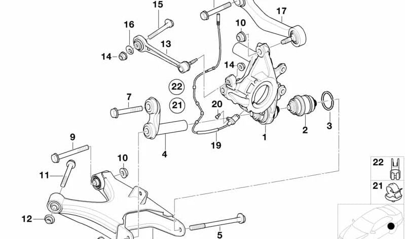 Brazo de suspensión derecho para BMW E38, E52 (OEM 33326770060). Original BMW