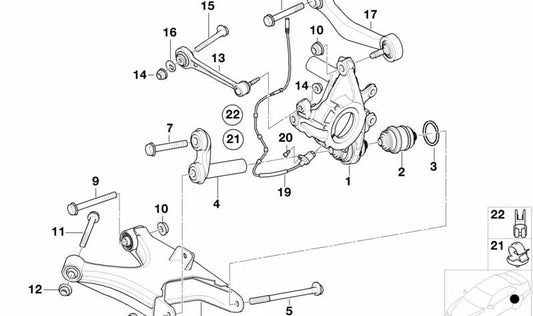 Brazo oscilante trasero derecho OEM 33326750830 para BMW Z8 (E52). Original BMW.