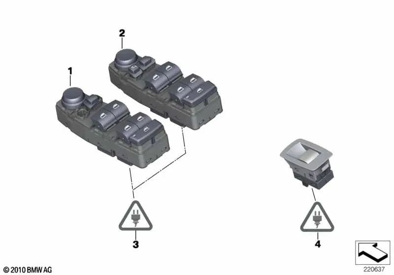 Unidad de control del centro de cambio de puerta para BMW Serie 5 F07, F10, F11, F18, Serie 6 F06, X3 F25 (OEM 61319241955). Original BMW