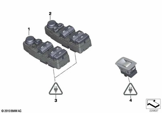 Interruptor de elevalunas negro para BMW F25 (OEM 61319202019). Original BMW