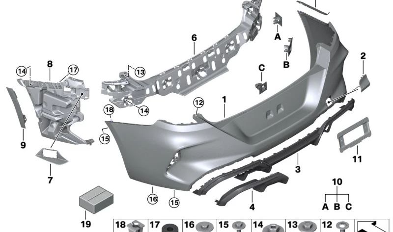 Guía trasera derecha OEM 51128081496 para BMW F93 M8 Gran Coupé. Original BMW