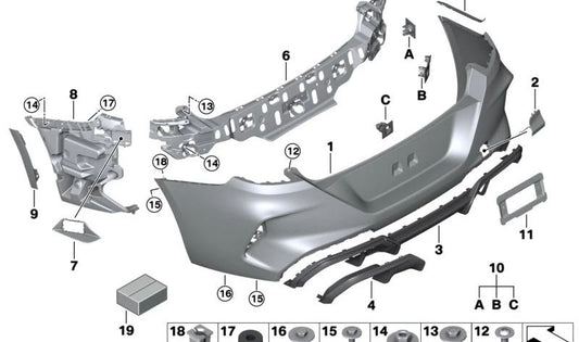 Embudo absorbente derecho para BMW F93 (OEM 51128094534). Original BMW