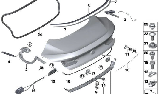 Rear right door hinge for BMW F92, G15 (OEM 41007417256). Original BMW