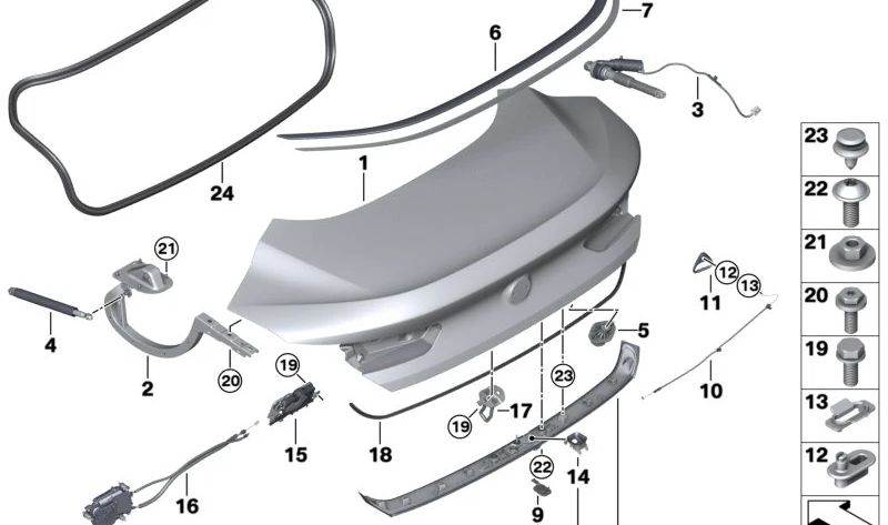 Amortiguador de la puerta trasera para BMW F92, G15 (OEM 51247417235). Original BMW