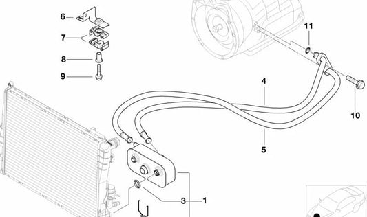 Oil cooler pipe for BMW E46 (OEM 17227788599). Original BMW