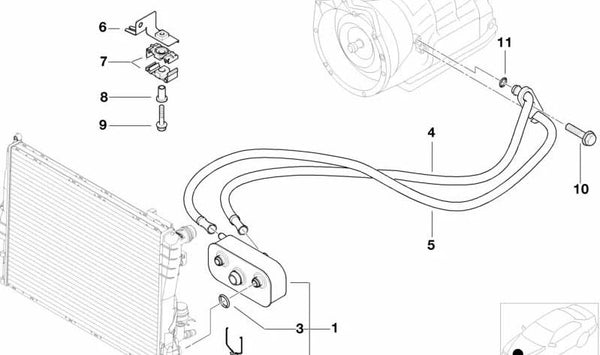 Tubería de Enfriador de Aceite de Adelanto para BMW Serie 3 E46 (OEM 17227577673). Original BMW