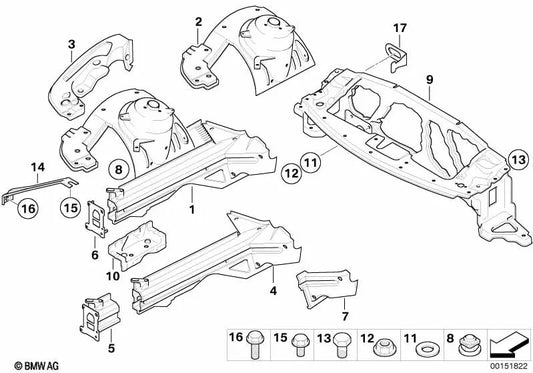 Soporte del motor delantero derecho para BMW Z4 E85, E86 (OEM 41117171462). Original BMW