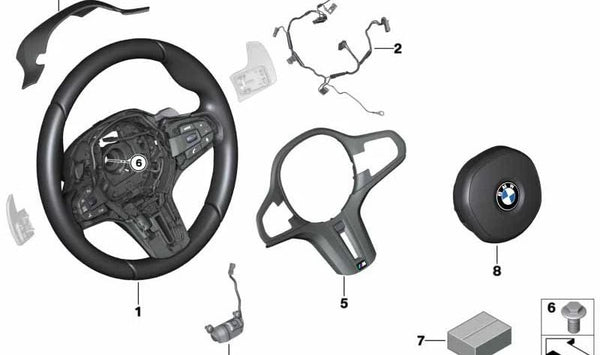 Volante deportivo M en cuero OEM 32308097998 para BMW G01, G02, F97, F98. Original BMW.