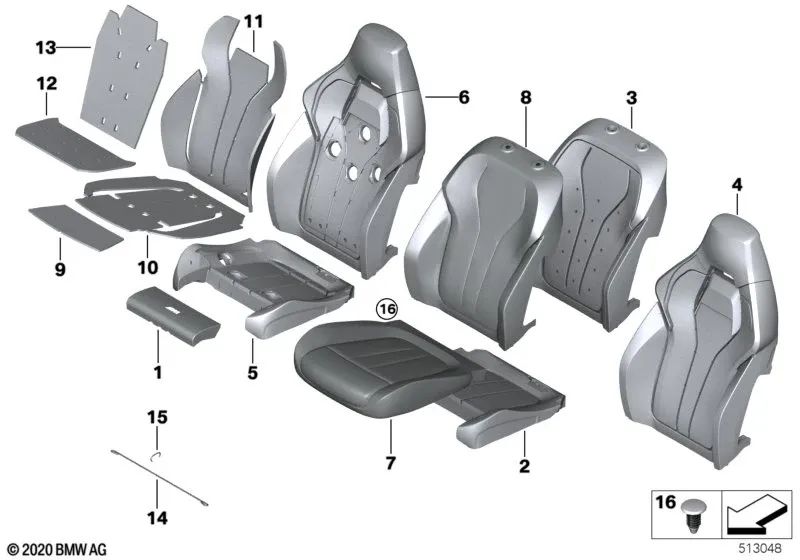 Funda de reposabrazos de confort de cuero derecha para BMW X5 F85, X6 F86 (OEM 52108062294). Original BMW