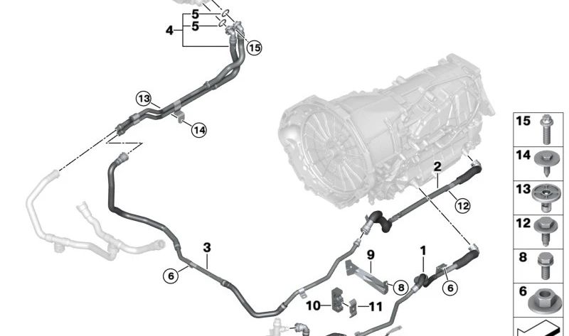 Leitung Transmisión - Enfriador de Refrigerante para BMW G09 (OEM 17125A0B508). Original BMW