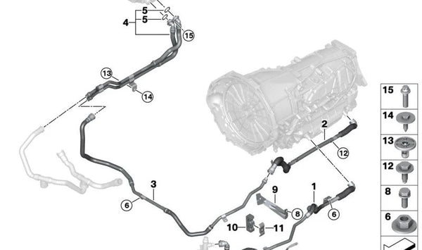 Tubería de Refrigerante de la Batería para BMW X5 F95N, G05N, X6 F96N, G06N, X7 G07N, XM G09 (OEM 17125A0B505). Original BMW