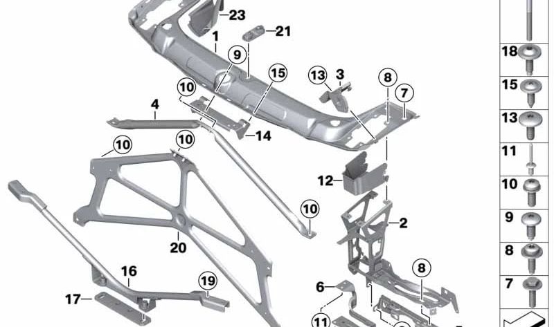 Barra diagonal inferior OEM 51647302947 para BMW Serie 2 (F23) y Serie 4 (F33). Original BMW.