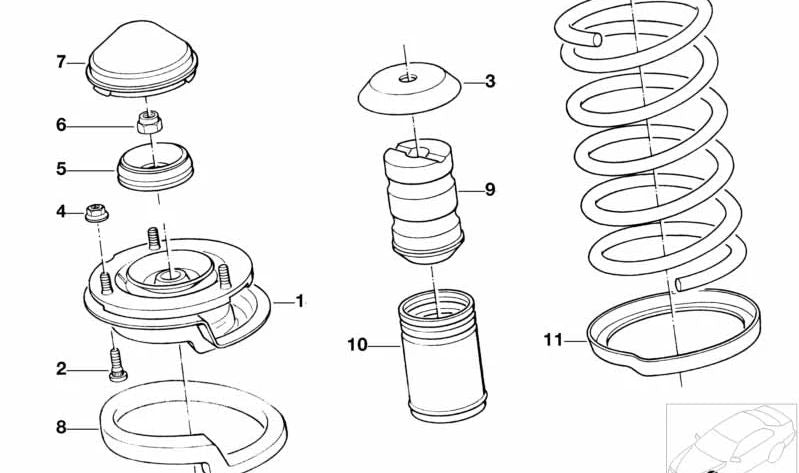 Federlage inférieur pour la série BMW 3 E36 (OEM 31331090479). BMW d'origine