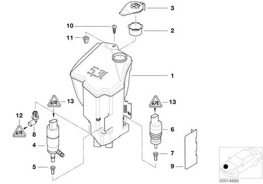 Depósito Limpia Parabrisas Y Faros Delanteros 5L Para Bmw E46. Original Recambios