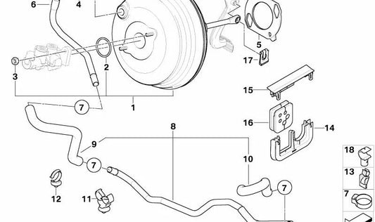 Tubo di vuoto OEM 34336762680 per BMW E53. BMW originale.