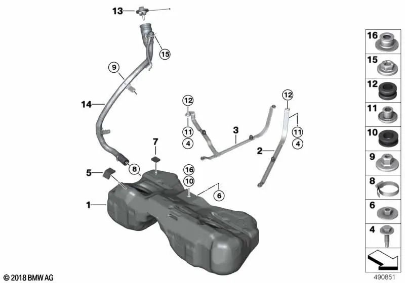 Tubo de llenado de plástico para BMW X3 F97, G01, G08 Serie X4 F98, G02 (OEM 16117404086). Original BMW.