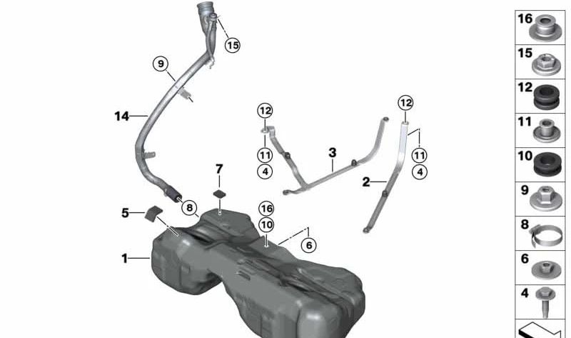 Depósito de Combustible de Plástico para BMW X3 G01, G01N (OEM 16118481591). Original BMW