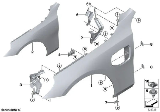 Front right side panel bracket for BMW G60, G61, G90 (OEM 41359633634). Original BMW.