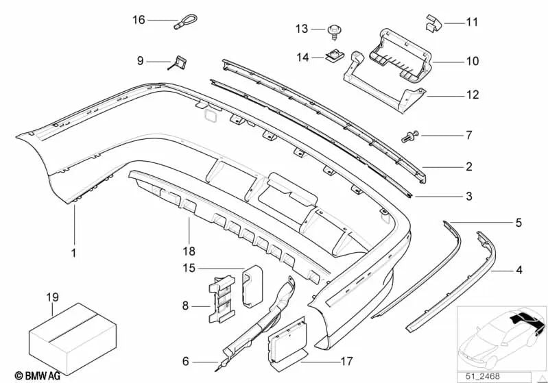 Listón de protección para BMW Serie 5 E39 (OEM 51128159376). Original BMW