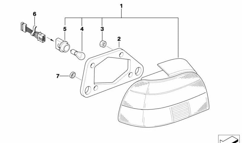 Links hinterer Pilot mit weißem intermittierendem OEM 63216912425 für BMW E39 (Serie 5, 1995-2003). Original BMW.