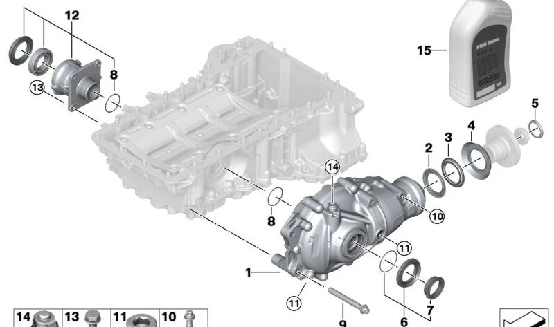 Diferencial delantero para BMW G20, G21, F10, F11, G30, G31 (OEM 31508635698). Original BMW