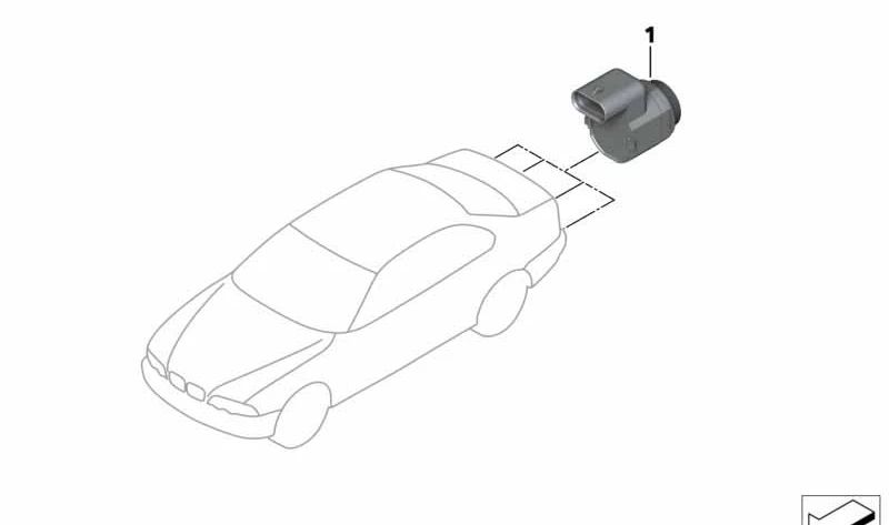 Sensor ultrasónico plateado gris para BMW E46 (OEM 66206910358). Original BMW.