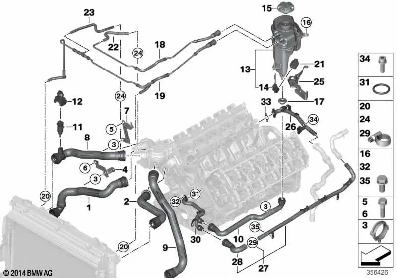 Tubo de ventilación para BMW E60, E61N, E63, E64 (OEM 11537834755). Original BMW.