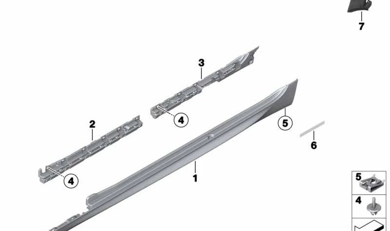 Cubierta del umbral (imprimada) derecha para BMW Serie 6 F06, F06N (OEM 51778052656). Original BMW.