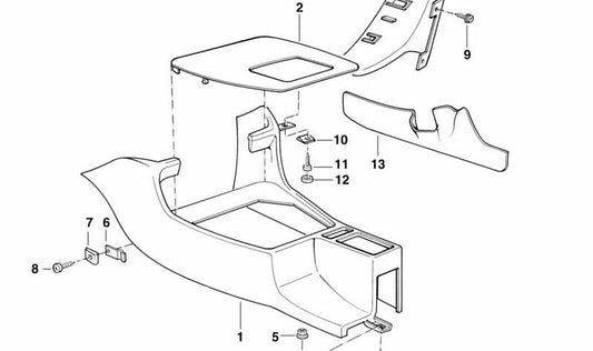 Compartimento de Almacenamiento Inferior para BMW Serie 5 E34, Serie 7 E32 (OEM 51168138292). Original BMW