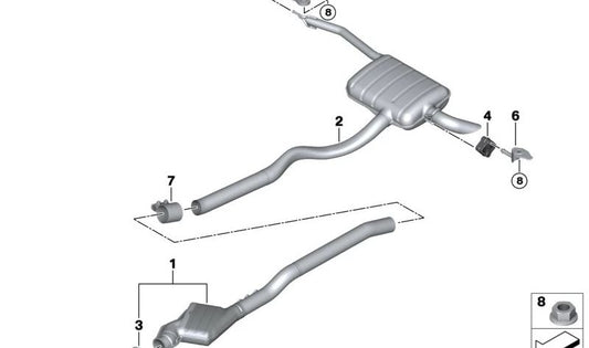 Rear silencer for BMW F70, U06, U11, U10, MINI U25 (OEM 18309888927). Original BMW