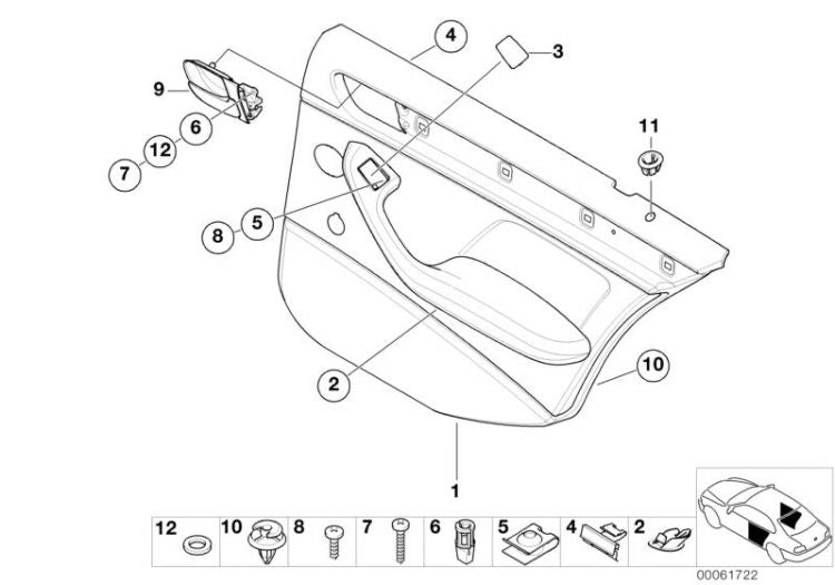 Panel De Revestimiento Puerta Trasero Gris Para Bmw Serie 3 Berlina E46. Original Recambios