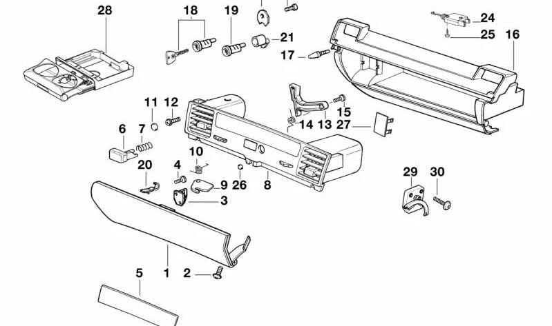 Embellecedor de Parrilla y Cierre para BMW E36 (OEM 64228391651). Original BMW