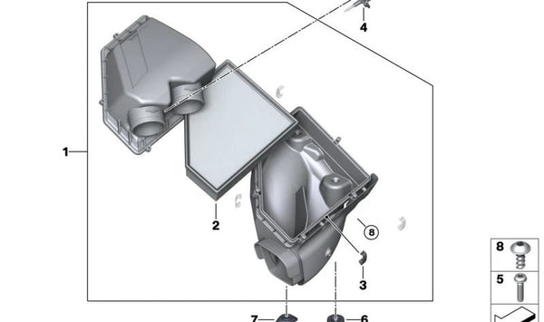 Soporte amortiguador de admisión OEM 13718635105 para BMW G42, G20, G21, G28, G80, G22, G23, G26, G82, G83, G29. Original BMW