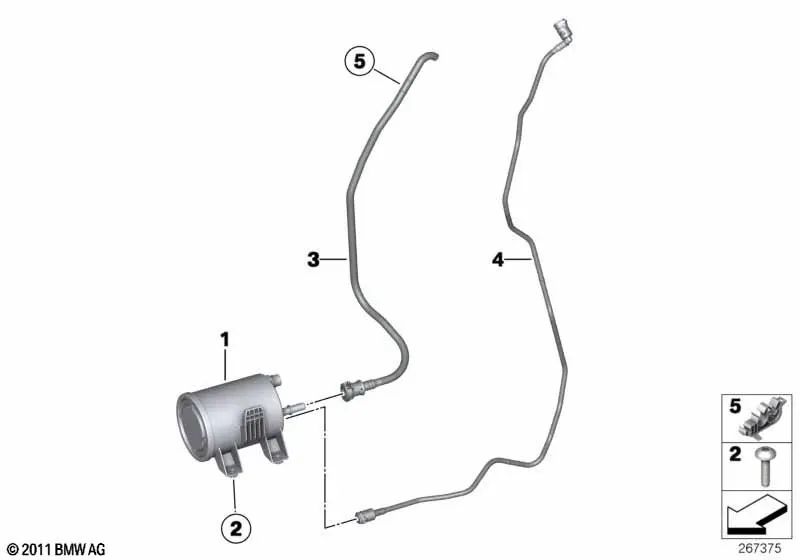 Tubo de ventilación para BMW Serie 1 F20N, F21N, Serie 2 F22N, F23N, F87N (OEM 16139470260). Original BMW