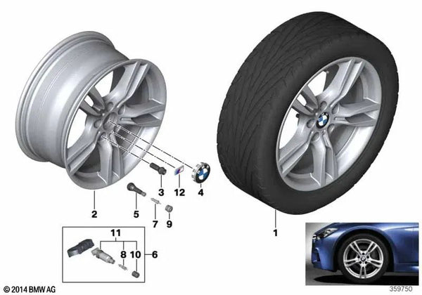 Rueda de Disco Aleación Ferricgrey para BMW F30, F31, F34, F35, F32, F33, F36 (OEM 36118091939). Original BMW