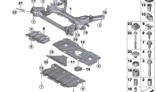 Soporte del eje delantero para BMW G26, G26N (OEM 31108834645). Original BMW