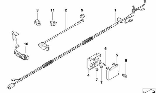 Cable de batería plus con caja de fusibles para BMW E85 (OEM 61126958261). Original BMW