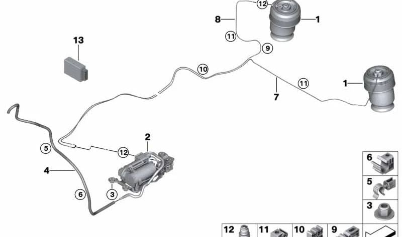 Dispositivo de suministro de aire OEM 37206875177 para BMW F15, F85, F16, F86. Original BMW.